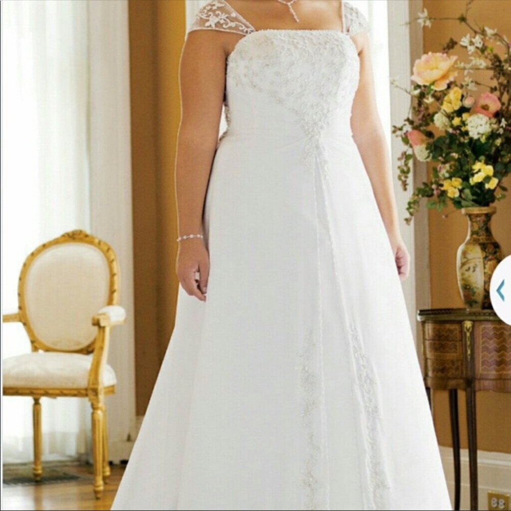 David’s Bridal A Line Split Front Wedding …